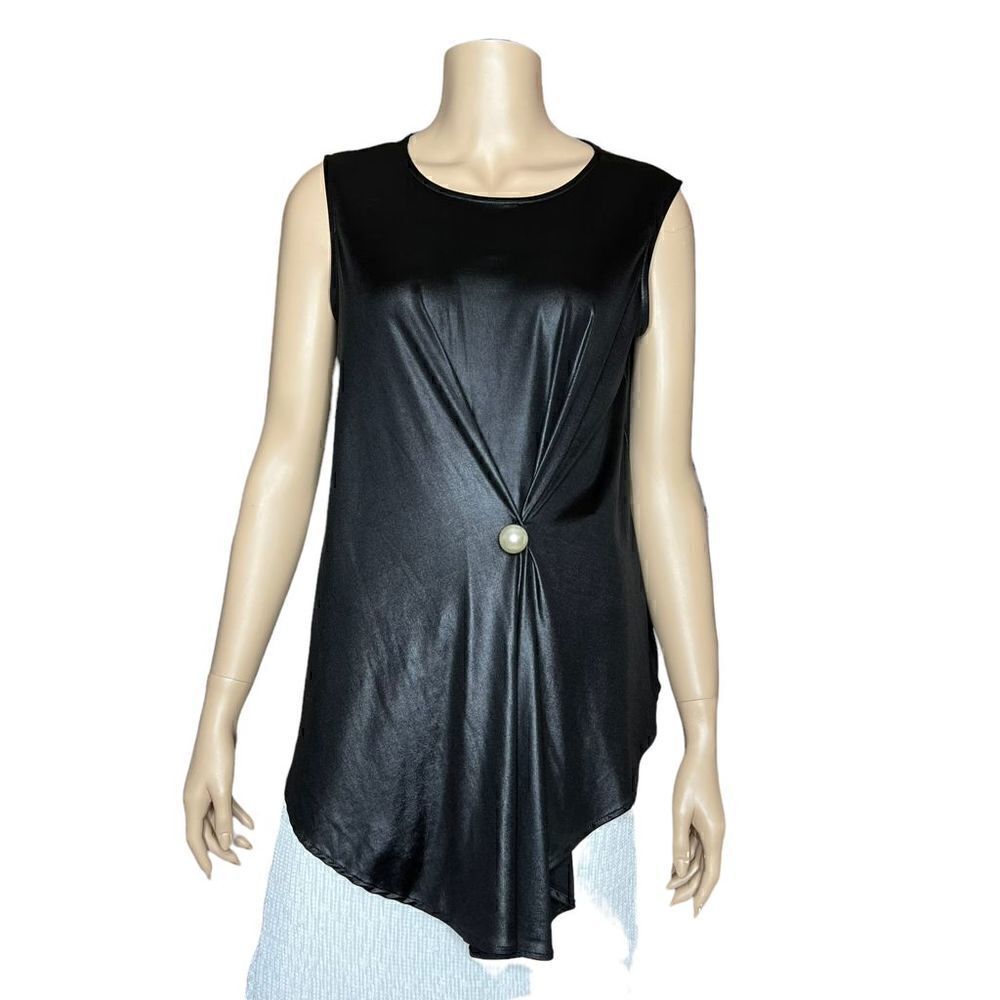 Zara huge pearl black sleeveless top